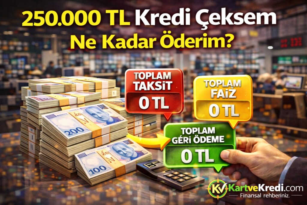 250.000 TL Kredi Çeksem Ne Kadar Öderim?