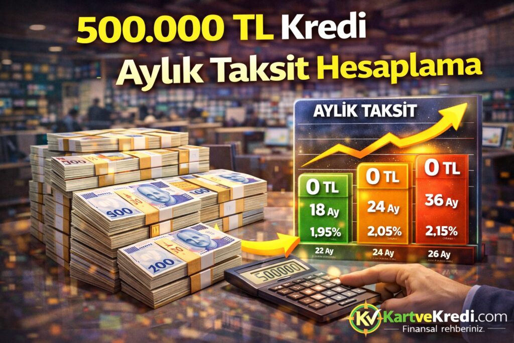 500.000 TL Kredi Aylık Taksit Hesaplama